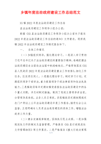 乡镇年度法治政府建设工作总结范文