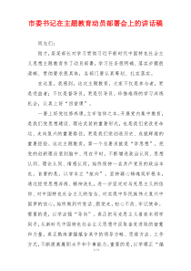 市委书记在主题教育动员部署会上的讲话稿