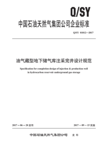 QSY 01012-2017 油气藏型地下储气库注采完井设计规范