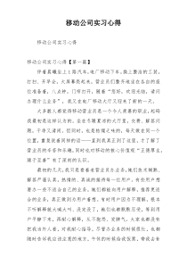 移动公司实习心得