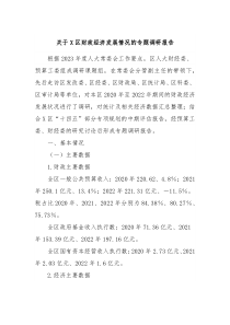 关于X区财政经济发展情况的专题调研报告