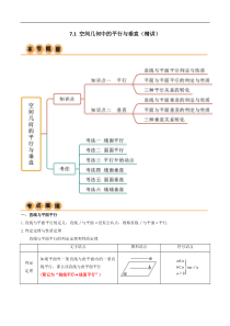 7.1 空间几何中的平行与垂直（精讲）（学生版）