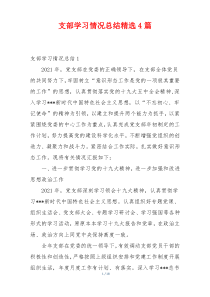 支部学习情况总结精选4篇