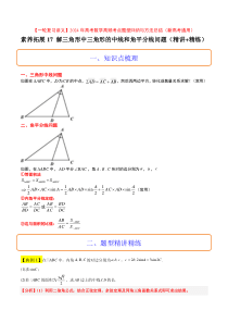 素养拓展17 解三角形中三角形的中线和角平分线问题（解析版）