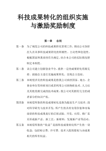 科技成果转化的组织实施与激励奖励制度