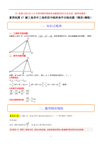 素养拓展17 解三角形中三角形的中线和角平分线问题（原卷版）