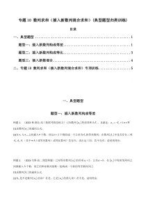 专题10 数列求和（插入新数列混合求和）(典型题型归类训练)（原卷版）