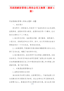 用流程解放管理心得体会范文集聚（最新4篇）