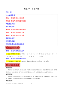 专题06  平面向量（原卷版）