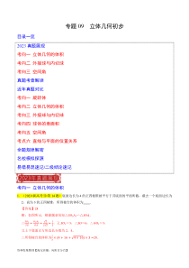 专题09  立体几何初步（解析版）