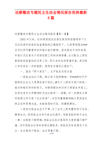 巡察整改专题民主生活会情况报告范例最新8篇