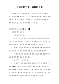 公司主管工作计划最新5篇