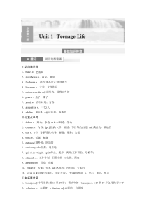2024年高考英语一轮复习（新人教版） 第1部分 教材知识解读 必修第一册 Unit 1　Teena