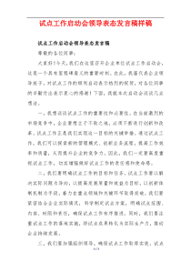 试点工作启动会领导表态发言稿样稿