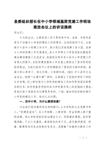 县委组织部长在中小学领域基层党建工作现场推进会议上的讲话提纲