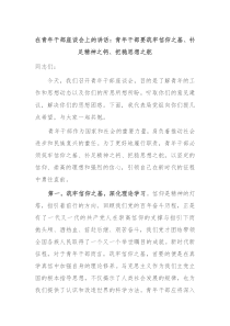 在青年干部座谈会上的讲话青年干部要筑牢信仰之基补足精神之钙把稳思想之舵