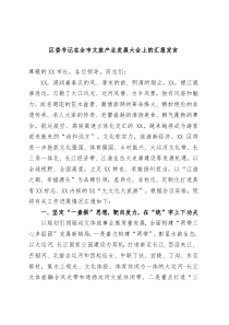 区委书记在全市文旅产业发展大会上的汇报发言