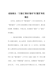 经验做法三强化推动强村与富民有机融合