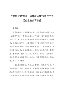 (讲话材料)在县财政局打造一流营商环境专题民主生活会上的点评讲话