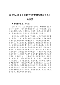 (领导发言)在2024年全省国有三资管理改革推进会上的发言