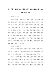 市百县千镇万村高质量发展工程指挥部城镇建设专班工作规则试行