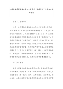 工程在建项目保障农民工工资支付安薪行动专项督查总结报告