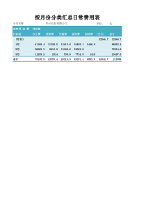 按月份分类汇总日常费用表