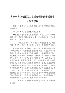 (领导发言)房地产央企专题民主生活会领导班子成员个人发言提纲