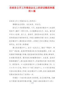 在政务公开工作推进会议上的讲话稿范例通用5篇