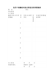 党员干部廉政风险点排查及防控措施表11