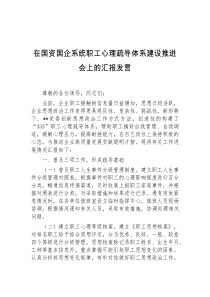 (领导发言)在国资国企系统职工心理疏导体系建设推进会上的汇报发言