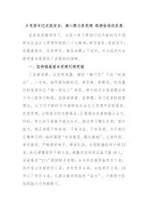 (领导发言)乡党委书记交流发言凝心聚力抓党建砥砺奋进促发展