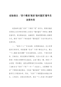 经验做法四个精准推进强村富民督导员发挥作用