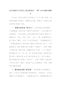 (领导发言)在乡村振兴工作会议上的交流发言聚出乡村振兴新路子