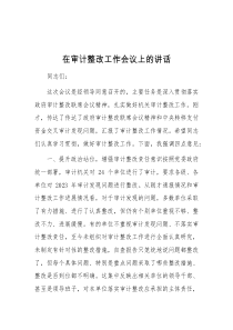 在审计整改工作会议上的讲话