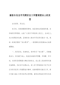 副县长在全市汛期安全工作暨调度会上的发言