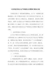 X县科技局安全生产领域突出问题集中整治方案