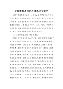 公司团委团员青年党纪学习教育工作经验材料