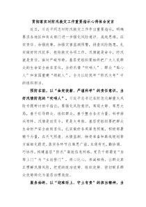 (领导发言)贯彻落实对防汛救灾工作重要指示心得体会发言