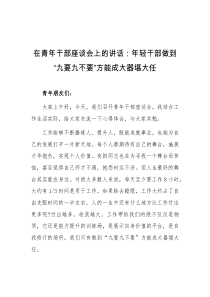 在青年干部座谈会上的讲话年轻干部做到九要九不要方能成大器堪大任