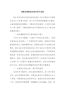 村级支部党性分析及学习总结