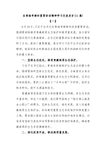 (领导发言)11篇在青海考察时重要讲话精神学习交流发言