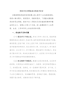 (领导发言)党组书记对照检查自我批评发言