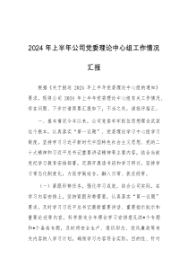 2024年上半年公司党委理论中心组工作情况汇报