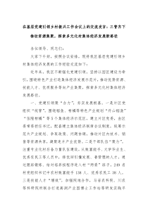 (领导发言)在基层党建引领乡村振兴工作会议上的交流发言三管齐下推动资源集聚探索多元化村集体经济发展新