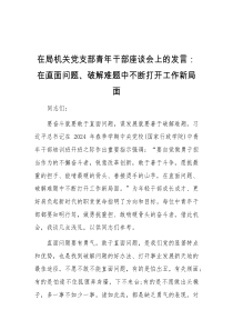 在局机关党支部青年干部座谈会上的发言在直面问题破解难题中不断打开工作新局面