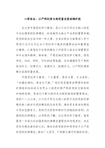 心得体会以严明纪律为高质量发展保障护航