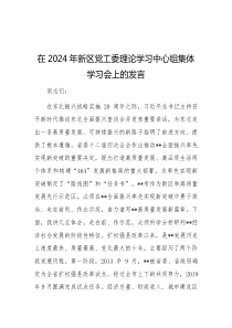 在2024年新区党工委理论学习中心组集体学习会上的发言