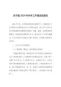 关于镇2024年半年工作情况的报告