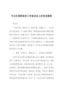 书记在调研组织工作座谈会上的讲话提纲